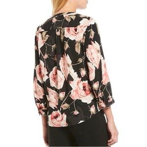 Karl Lagerfeld Black and Pink/Cream Floral Top